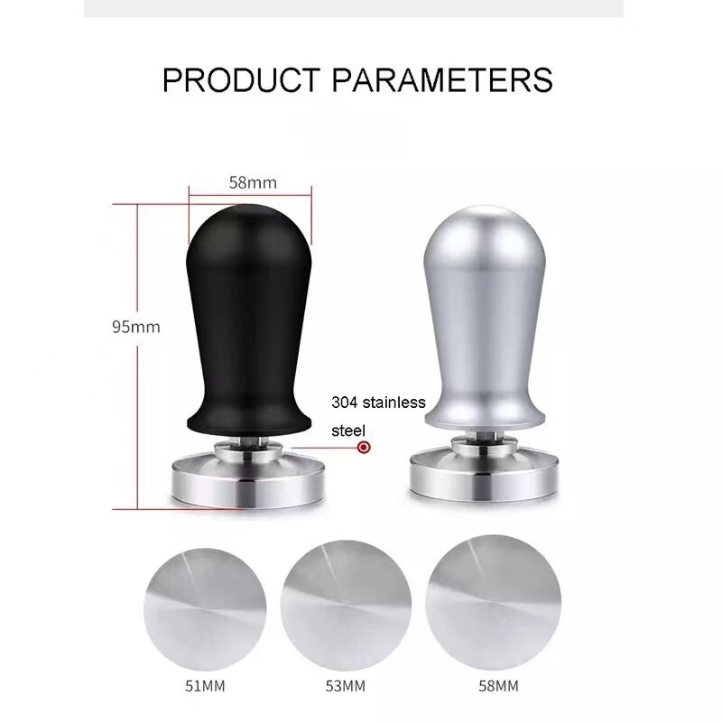 51/53/58 mm pastovaus slėgio kalibruotas tamperis 30 svarų kavos miltelių plaktukas su 304 nerūdijančio plieno pagrindo kavos priedais