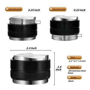 Coffee Tamper Powder Hammer Coffee Distributor & Tamper Dual Head Espresso Distribution Tool/Leveler fits 51/53/58mm Portafilter