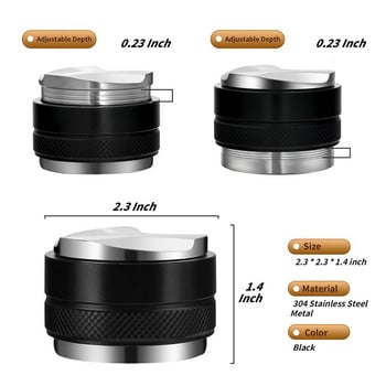 Чук за набиване на кафе, разпределител на кафе и набиване, инструмент за разпределение на еспресо с двойна глава/изравнител, подходящ за 51/53/58 мм портафилтър