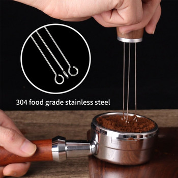 Espresso Coffee Stirrer Μασίφ ξύλινη λαβή από ανοξείδωτο ατσάλι Needles Distribution Coffee Powder Stirring Distributor Barista Tools
