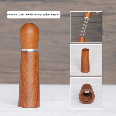 Espresso kávékeverő tömörfa nyéllel rozsdamentes acél tűk elosztó kávépor keverő elosztó barista eszközök