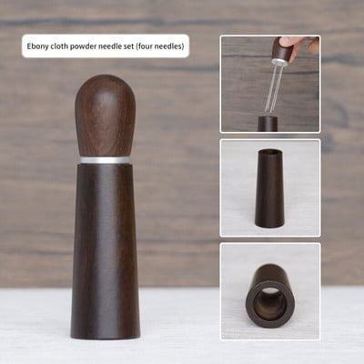 Espresso kávékeverő tömörfa nyéllel rozsdamentes acél tűk elosztó kávépor keverő elosztó barista eszközök