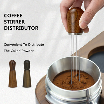 Coffee Needle Distributor 304 Stainless Steel Coffee Stirrer Distribution Leveler Εργαλείο Τύπος βελόνας με ξύλινη λαβή
