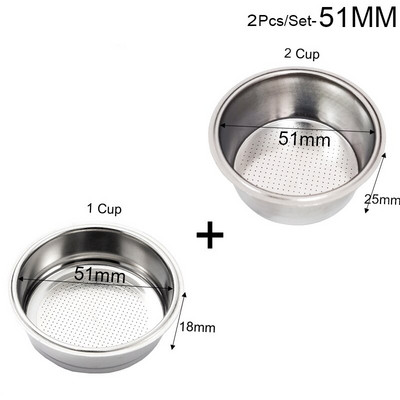 304 rozsdamentes acél kétoldalas, 12 mm-es mélységű, 51 mm-es kávéelosztó/szintező és kézi szabotázs portaszűrők