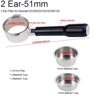 304 rozsdamentes acél kétoldalas, 12 mm-es mélységű, 51 mm-es kávéelosztó/szintező és kézi szabotázs portaszűrők