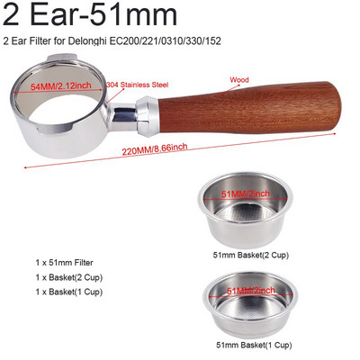 304 rozsdamentes acél kétoldalas, 12 mm-es mélységű, 51 mm-es kávéelosztó/szintező és kézi szabotázs portaszűrők