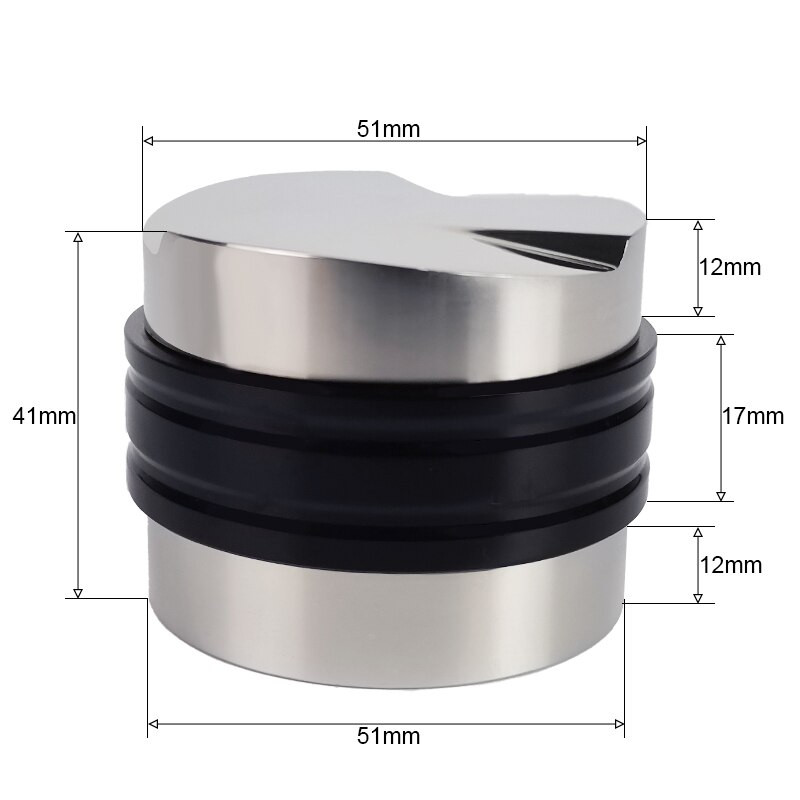 304 rozsdamentes acél kétoldalas, 12 mm-es mélységű, 51 mm-es kávéelosztó/szintező és kézi szabotázs portaszűrők