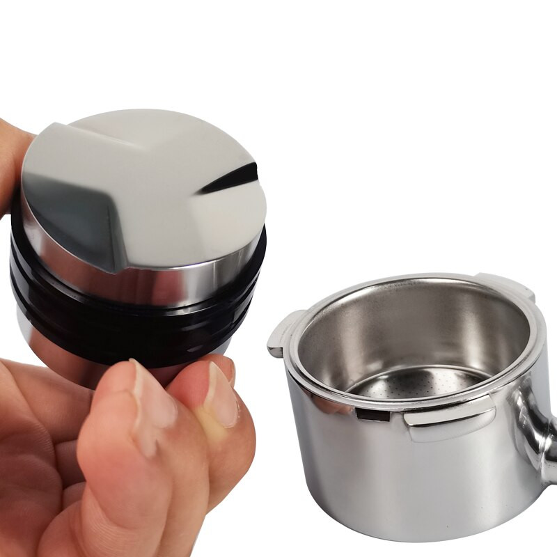 304 rozsdamentes acél kétoldalas, 12 mm-es mélységű, 51 mm-es kávéelosztó/szintező és kézi szabotázs portaszűrők