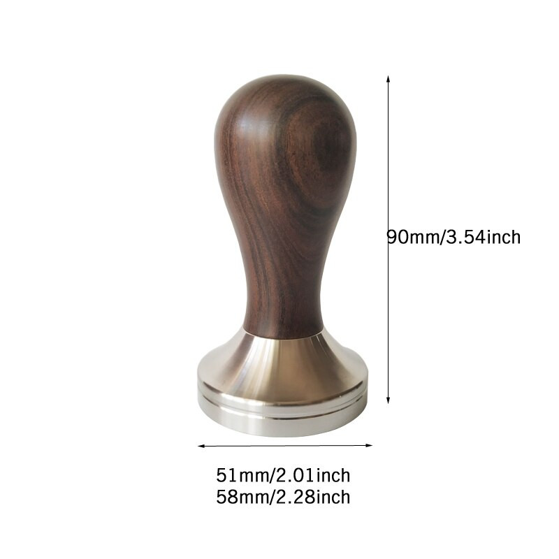 Baza od nehrđajućeg čelika 304 Chacate Preto Drvena ručka Tamper Čekić za kavu u prahu 51/53/58 mm Prilagođeni dodaci za kavu