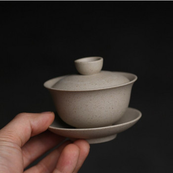 Сервиз за чай Kung Fu Обикновена керамика Неглазирана сурова руда Керамика Малък супник Gaiwan Китайски керамични прибори за чай chawan Чаши за чай Подаръци