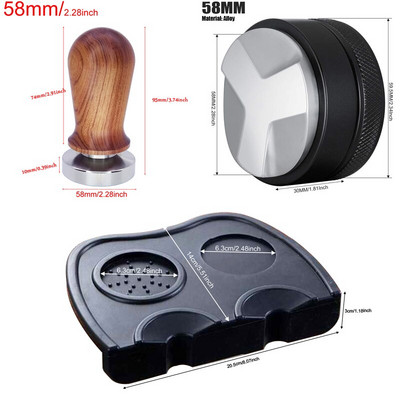 3 szögű kávé szabotázs 51 mm 53 mm 58 mm 304 rozsdamentes acél lapos kávé szabotázs szerszámok dupla kávészőnyeg tejkancsóval