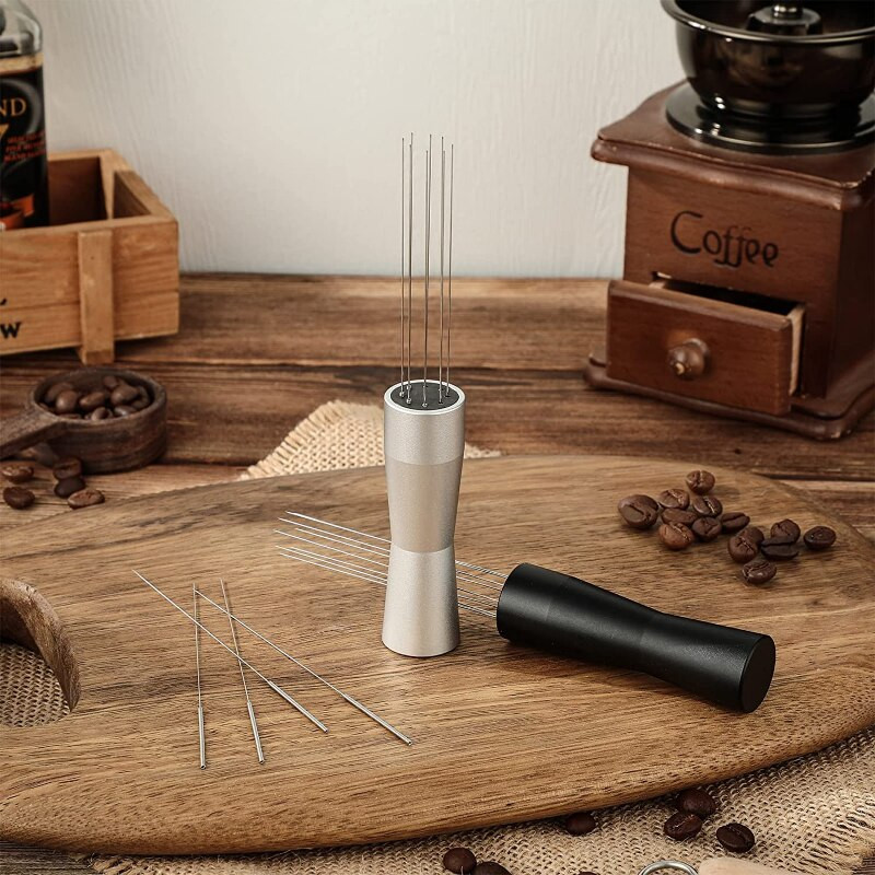 Tamper cafea cu ac din oțel inoxidabil 58mm 51mm agitator cafea distribuitor instrument de nivelare tip ac distribuire pudră de cafea