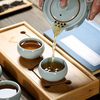 Υψηλής ποιότητας σετ τσαγιού ταξιδιού Ge Kiln Quick Cup Kung Fu Gaiwan Travel Portable Teaware Creative Tea Pot Office Φλιτζάνι τσαγιού νερού