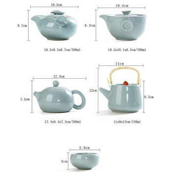 Висококачествен Ge Kiln Travel Tea Set Quick Cup Kung Fu Gaiwan Travel Portable Teaware Creative Tea Pot Office Water Чаша за чай