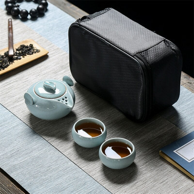 Kiváló minőségű Ge Kiln utazási teáskészlet gyors csésze Kung Fu Gaiwan Travel Hordozható teáskészlet Kreatív teáskanna Irodai víz tea csésze