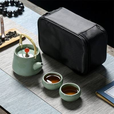 Kiváló minőségű Ge Kiln utazási teáskészlet gyors csésze Kung Fu Gaiwan Travel Hordozható teáskészlet Kreatív teáskanna Irodai víz tea csésze