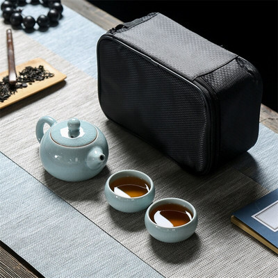 Kiváló minőségű Ge Kiln utazási teáskészlet gyors csésze Kung Fu Gaiwan Travel Hordozható teáskészlet Kreatív teáskanna Irodai víz tea csésze