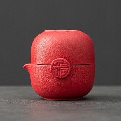 Ceainic din ceramică verde, ceainic, seturi de ceai de călătorie portabile, lucrate manual, de designer chinezesc, veselă de ceai retro, cești vintage, cadou unic pentru prieten