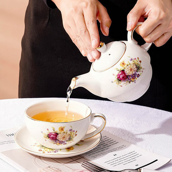 Керамични сервизи за чай Порцеланов сервиз за кафе и чай за 1 човек Многослоен чайник Чаша Чинийка Британски следобеден чай Домашни прибори за пиене