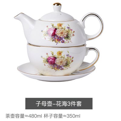 Kerámia teáskészletek 1 személyes porcelán kávés teáskészlet Réteges teáskanna csészealj Brit délutáni tea Otthoni ivóeszközök