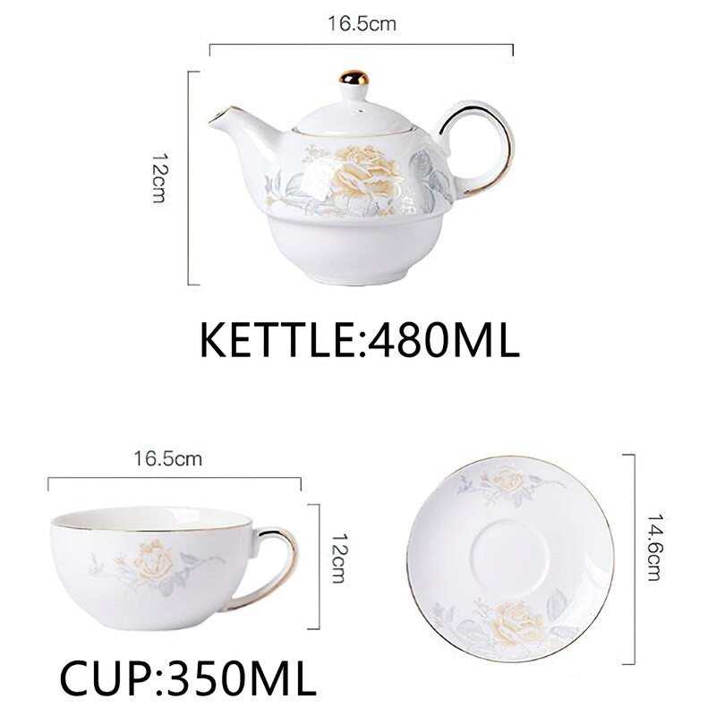 Kerámia teáskészletek 1 személyes porcelán kávés teáskészlet Réteges teáskanna csészealj Brit délutáni tea Otthoni ivóeszközök