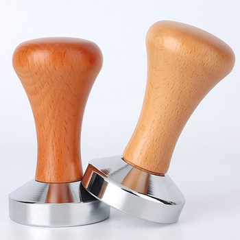 51/53/54/58 MM από ανοξείδωτο χάλυβα Coffee Tamper Powder Hammer Pressing Wooden Handle Coffee Distributor Tools Tamp Barista