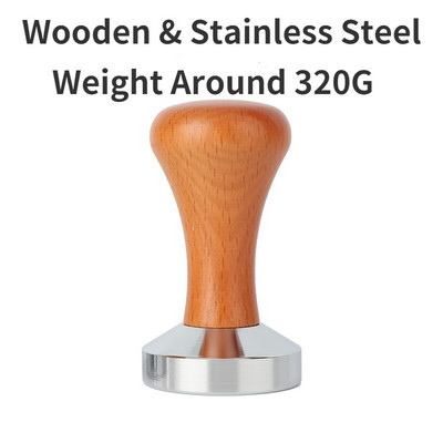 51/53/54/58MM rozsdamentes acél kávé szabotázspor kalapács préselés fa fogantyú Kávéelosztó szerszámok Espresso tamp Barista