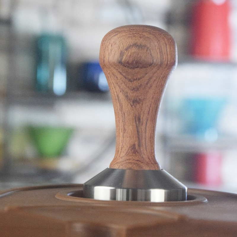 Ecocoffee háztartási rózsafa fogantyú rozsdamentes acél alap Espresso kávé portafilter Tartozékok Kávé szabotázs 58mm