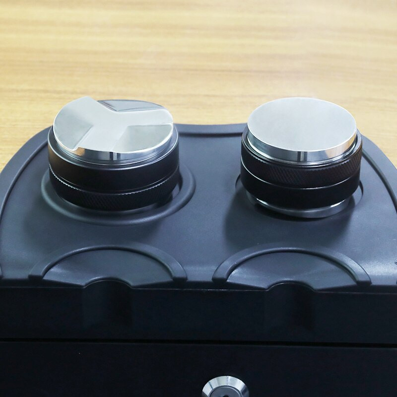 51mm/53mm/58mm kávéelosztó szabotázs állítható kettős fej 2 az 1-ben kávé szabotázs szintező eszpresszó kávépor kalapács szabotázs