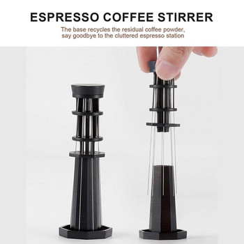 Игла за бъркалка за еспресо кафе, WDT инструмент с пластмасова дръжка и стойка, професионален инструмент за ръчно разпределение на бариста