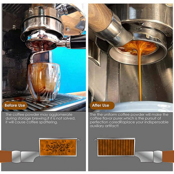 Αναδευτήρας καφέ Espresso, Εργαλείο ανάδευσης καφέ για διανομή εσπρέσο, λαβή και βάση από φυσικό ξύλο