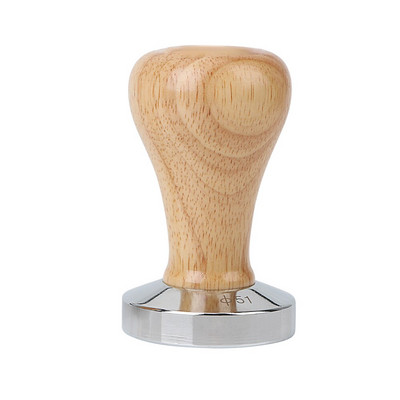 Rozsdamentes acél kávé szabotázs fa fogantyúval 58mm 51mm kávéporkalapács lapos eszpresszó szabotázs Barista szerszámok