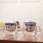 Стъклена чаша за чай Цедка за чай с капак Бял порцеланов сервиз за чай Филтър за запарване на чай KungFu Чаша за чай Преносим чайник за пътуване