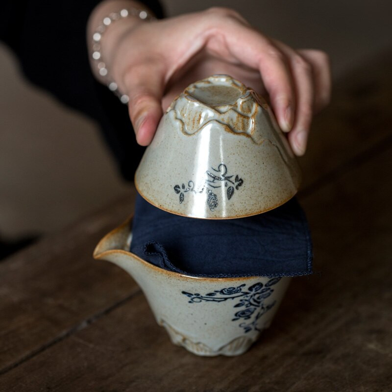 Kelioninis arbatos rinkinys Retro japoniškos arbatos puodelis Keraminis mažas nešiojamas biuro arbatos rinkinys Vintage porcelianinis Jogo De Xicaras arbatos indas EF60CJ