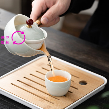 Преносим Мързелив Кунг Фу Чаен Сервиз Чаена Чаша Чайник 360 Автоматично Завъртане Творческо Приготвяне на Чай Комплекти Чаена Подарък Китайска Чаена Церемония