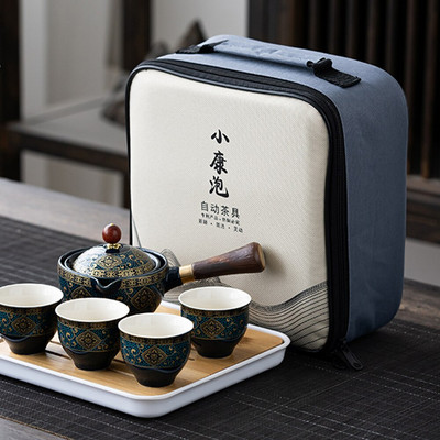 Nešiojamas Lazy Kung Fu arbatos rinkinys Arbatos puodelis Arbatinukas 360 Automatinis verpimas Kūrybinis arbatos gaminimo arbatos rinkinys Kiniškos arbatos ceremonijos dovana