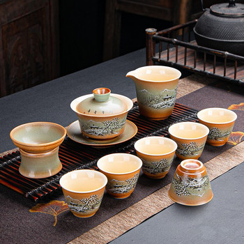 Керамичен комплект за чай, китайски кунг-фу чайник, чайник, домашен и офис, чайник с кутия, чайник Gaiwan, чаши за чай, церемония