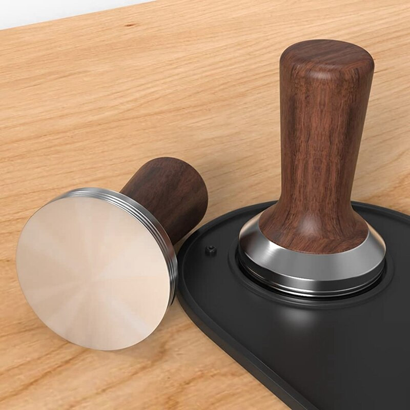 Kávé szabotázs fa kávé espresso fogantyú döngölő rozsdamentes acél Barista prés portaszűrő 58mm