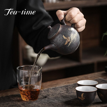 Ретро сребърна глазура Пътуващ сервиз за чай Китайски ръчно изработен кунг-фу чайник Елегантен керамичен прибор за чай Нов бизнес готин подарък Чаша за чай
