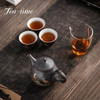 Ретро сребърна глазура Пътуващ сервиз за чай Китайски ръчно изработен кунг-фу чайник Елегантен керамичен прибор за чай Нов бизнес готин подарък Чаша за чай