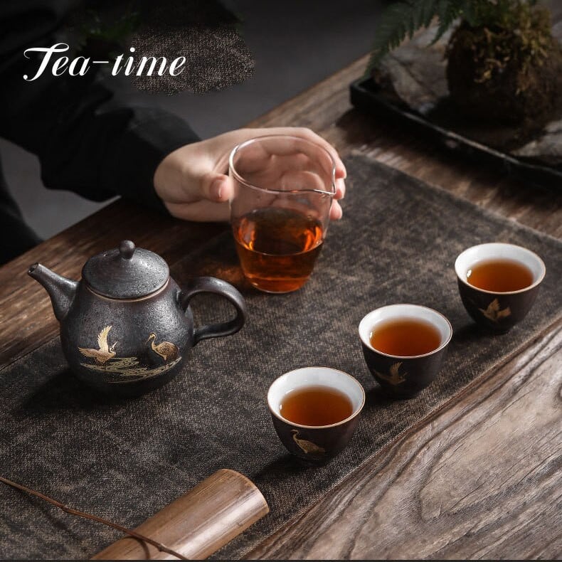 Retro Silver Spot Glaze Kelioninis arbatos rinkinys Kiniškas rankų darbo Kung Fu Teaset Elegantiškas keraminis arbatos indas Naujas verslas Cool Dovanų arbatos puodelis