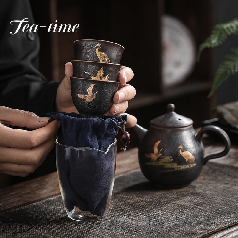 Retro Silver Spot Glaze Kelioninis arbatos rinkinys Kiniškas rankų darbo Kung Fu Teaset Elegantiškas keraminis arbatos indas Naujas verslas Cool Dovanų arbatos puodelis