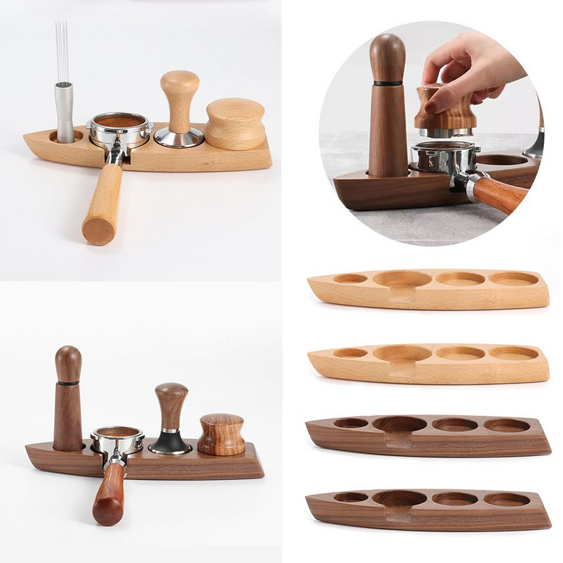 Baro užspaudimo stoties filtro stovas Medinis Portafiltro stoties espreso tamperio laikiklis Kavos trankymo dėžutės Kavos preso laikiklis