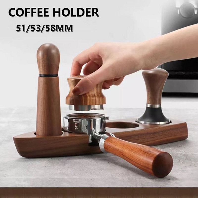 Baro užspaudimo stoties filtro stovas Medinis Portafiltro stoties espreso tamperio laikiklis Kavos trankymo dėžutės Kavos preso laikiklis