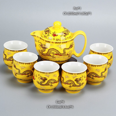Kínai kerámia teáskészlet Kung Fu porcelán teás csésze edénykészlet Sárkány teáskanna teáscsésze Kungfu teaset Puer Oolong teaszertartási teáskészlet