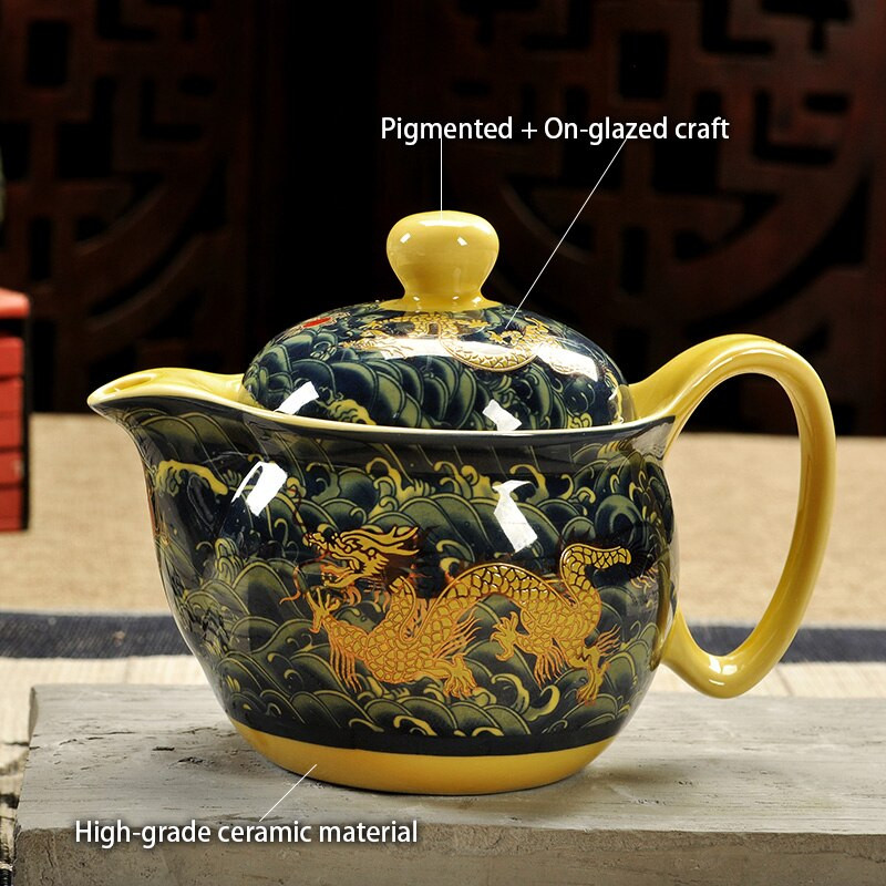 Kínai kerámia teáskészlet Kung Fu porcelán teás csésze edénykészlet Sárkány teáskanna teáscsésze Kungfu teaset Puer Oolong teaszertartási teáskészlet