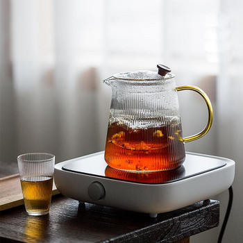 Γυάλινη τσαγιέρα Vertical Stripes με αφαιρούμενο φίλτρο Puer Kettle Σετ τσαγιού Flower Teapot Infuser Tea Coffee Teaware