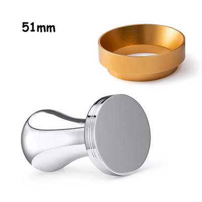 Rozsdamentes acél őrölt kávé a kávé tamper eszpresszógéphez Delonghi Portaffiter 51 mm-es főzőedény alumínium mérőgyűrűhöz