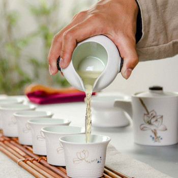 9 бр./компл. Кунг-фу сервиз за чай Чаени прибори Чаени чаши с високотемпературно изпичане Саксия за чай Цедка за чай Цвете Чайник за черен чай Чайник