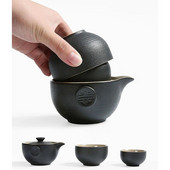 Kung Fu Teaware 1 oală 2 căni din ceramică de călătorie în aer liber Birou Set de băuturi cești portabile de ceai chinezești Gaiwan ceainic cadou rafinat